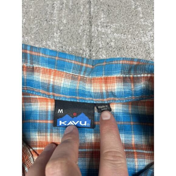Kavu Mens Plaid Button Front Short Sleeve Outdoor Shirt Size M - Picture 2 of 6